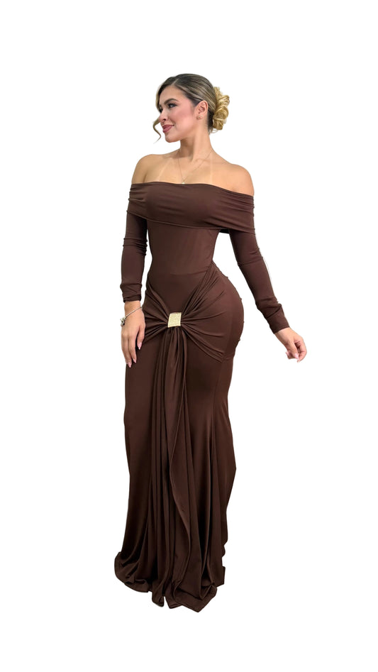 Vestido accesorio café