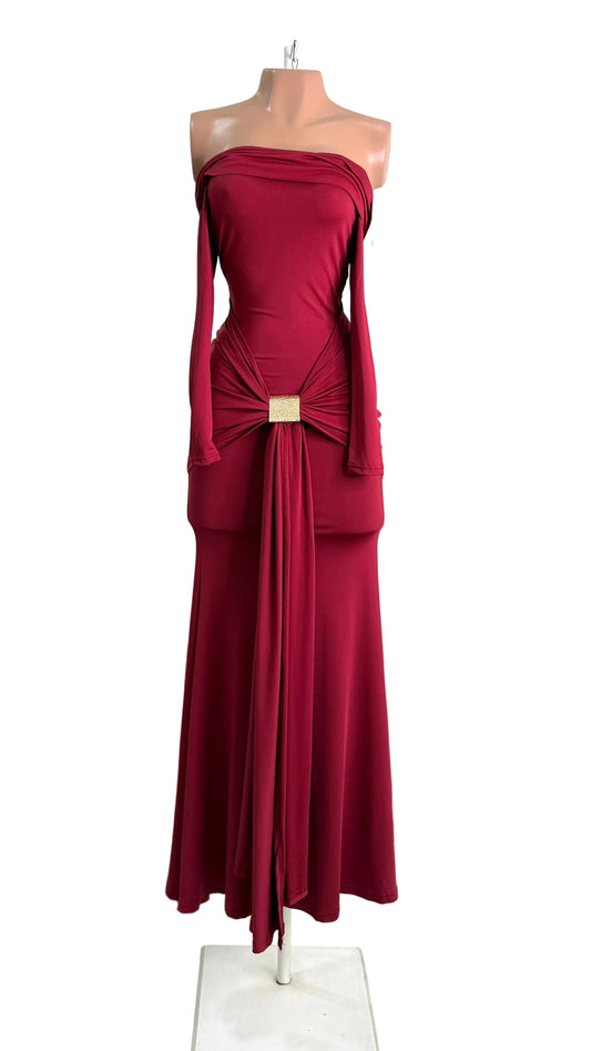 Vestido Accesorio Vinotinto